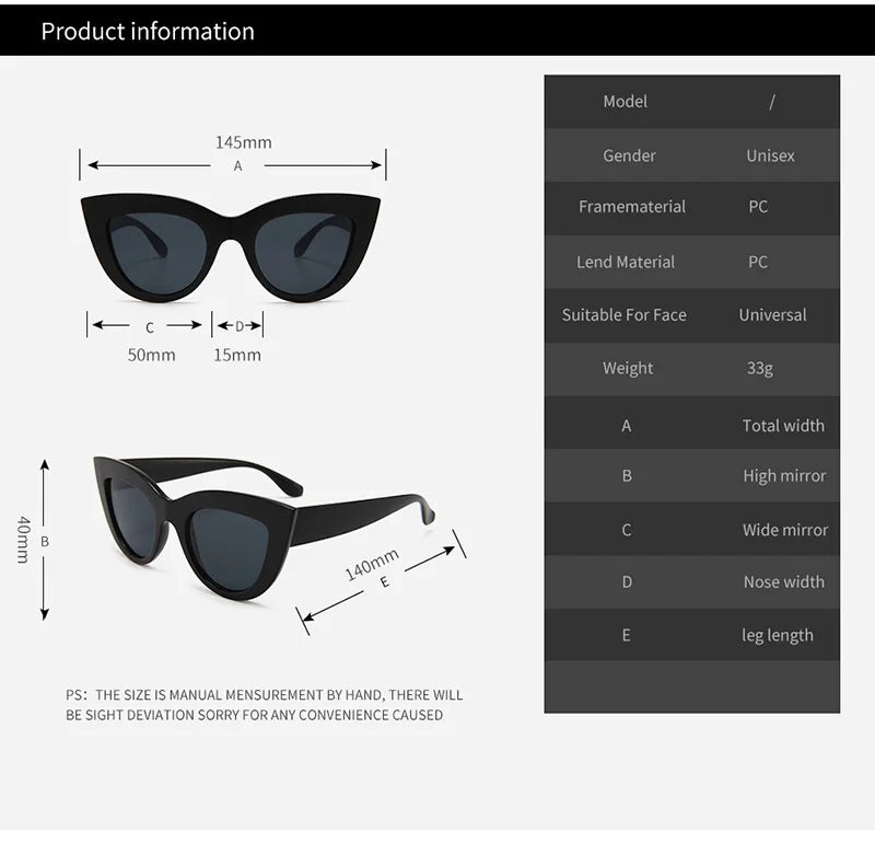 SHAUNA Retro Cat Eye Sunglasses Women UV400 Metal Hinge Fashion Gradient Mirror