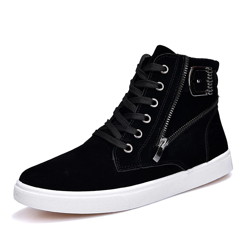 2025 Zapatos Altos RTS High Quality Hot-Selling Big Size Custom Design Men High Top Shoes Lace up Black Shoes