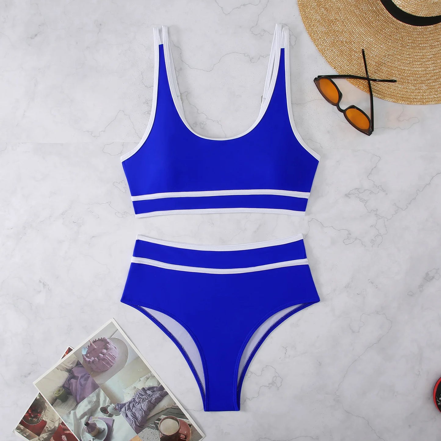 Large Quantity in Stock Perfect Quality Polyamide High-waisted 2 PCS Sets Bikinis and Swimsuits