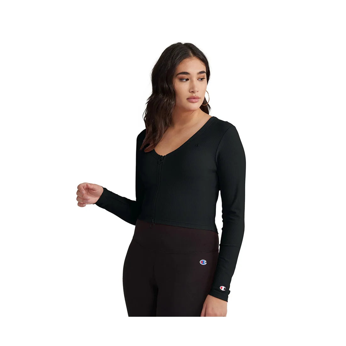 Champion Rib Zip Cardigan Womens Active Sweaters Color: Black | 100% Authentic