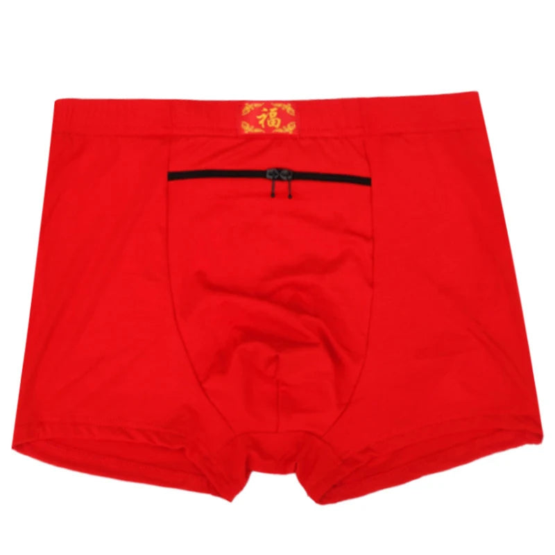 Plus Size 7XL Men's Theft-Proof Underwear Front Double Zipper Pocket Men Panties Modal Comfortable Breathable Sexy Boxer Shorts