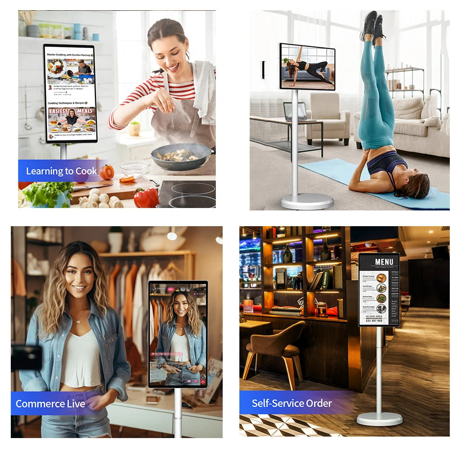 21.5 Inch OFD  Smart Tv Capacitive Touch Screen Monitor Stand TV Display 1080p Portable Television Smart Tv for Kitchen