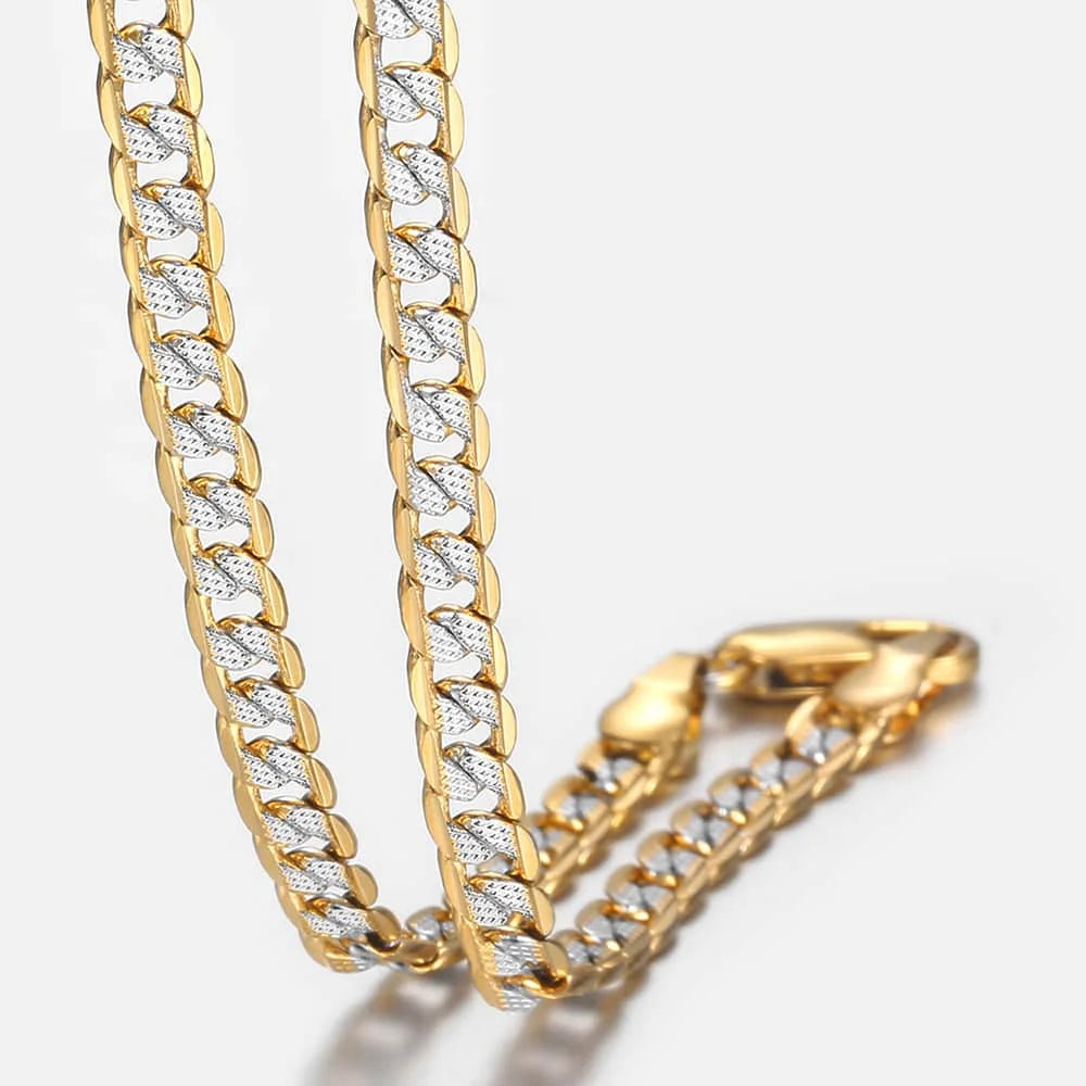 Gold Color Chain Necklace For Men Women Cuban Link Chain Male Necklace Fashion Men's Jewelry Wholesale Gifts 4mm