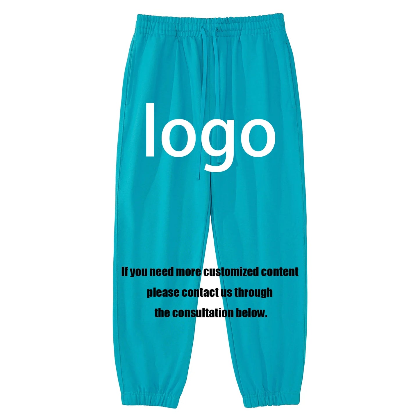 Street Fashion Light Fleece Cuffed Leg Printed Custom Men Sweatpants Baggy and Hoodie Set