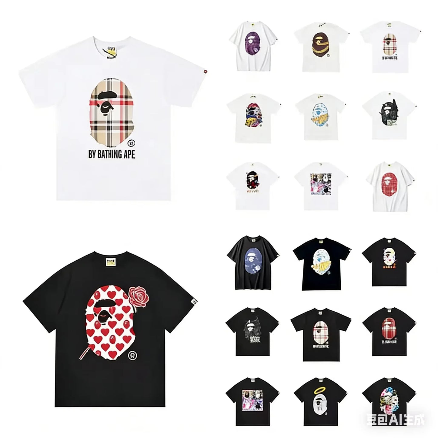 2026 1:1 High Version Ready Stock Letter Printing Bapees Tee Men Trendy PrintedApe Shirt Fashion Designer Bapees Shirt Hot Sell