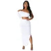 Liu Ming Summer New Arrivals Women Clothing One Shoulder Sleeve Tops Sexy Tight Pleated Irregular Skirt Set