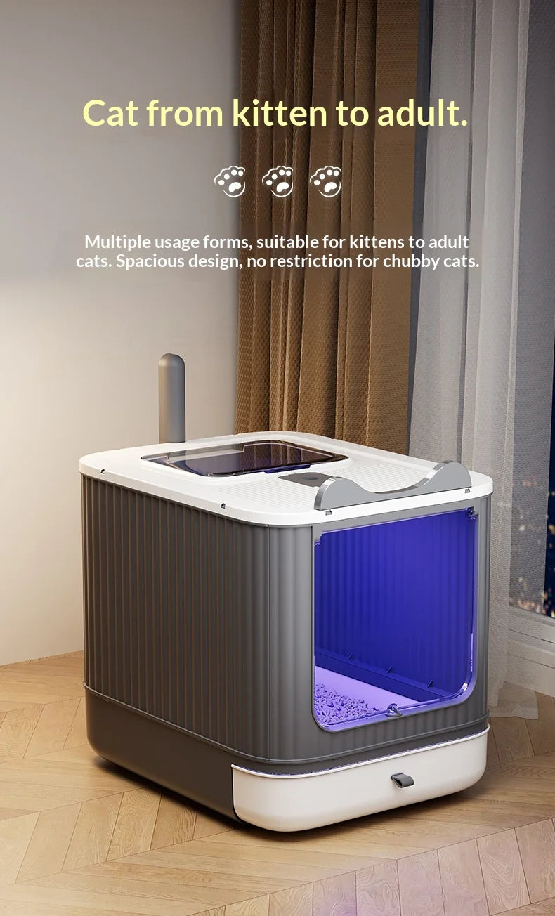 Oversized Anti-Splash Fully Enclosed Cat Litter Box Sterilization Deodorant PP Material 2200g Model YR-SHL052010 Wholesale