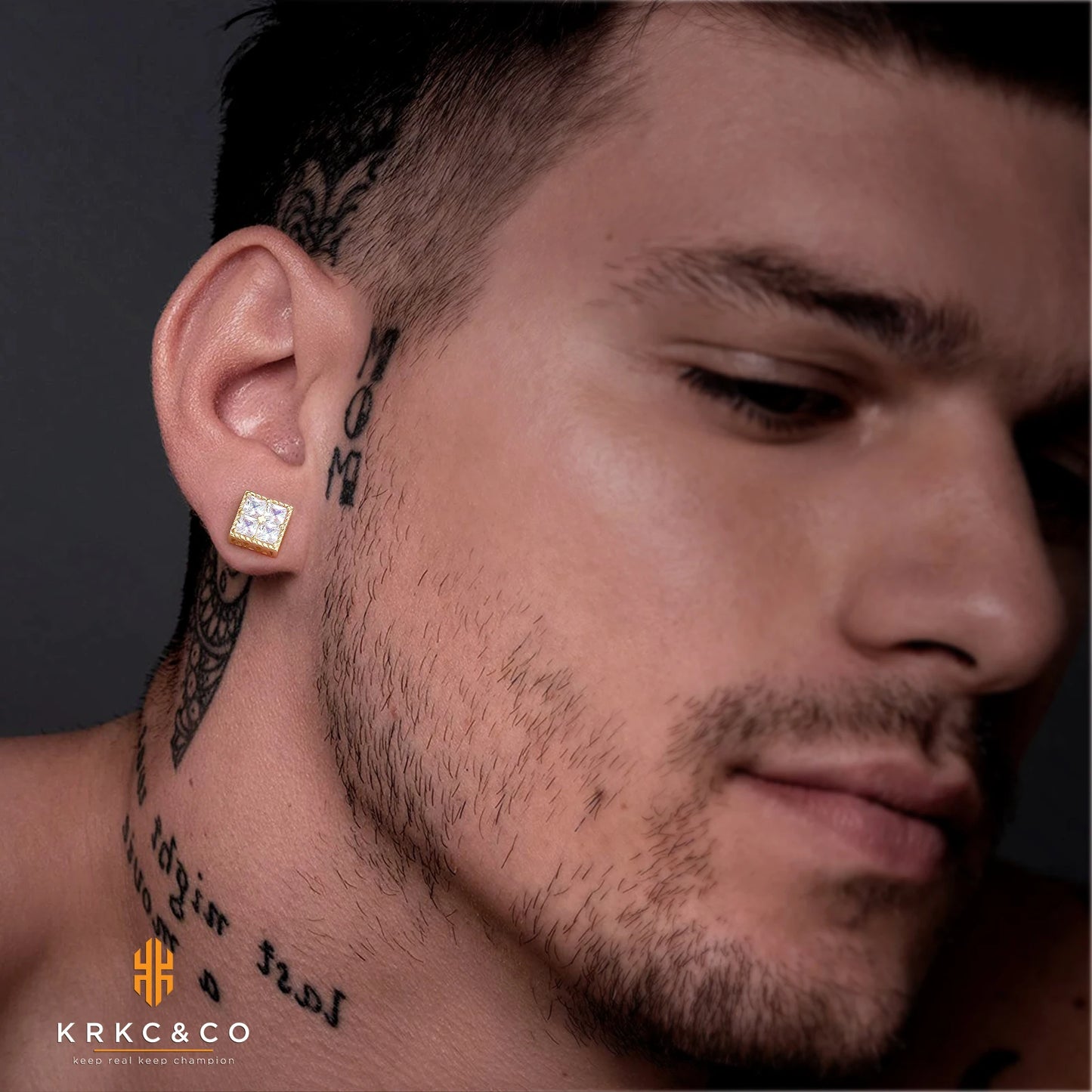 BIG Large 8mm Hip Hop Men Iced Out Earring S925 Sterling Silver Square Cubic Zirconia 14K White Gold CZ Stud Earring Womens