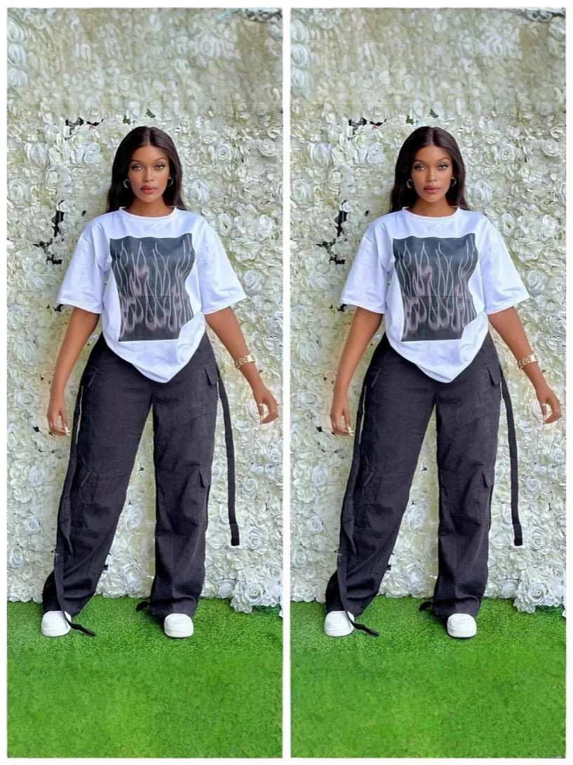 Women's Loose Fit T-Shirt and Pants Wholesale Price Two Piece Set Luxury Clothes for Women