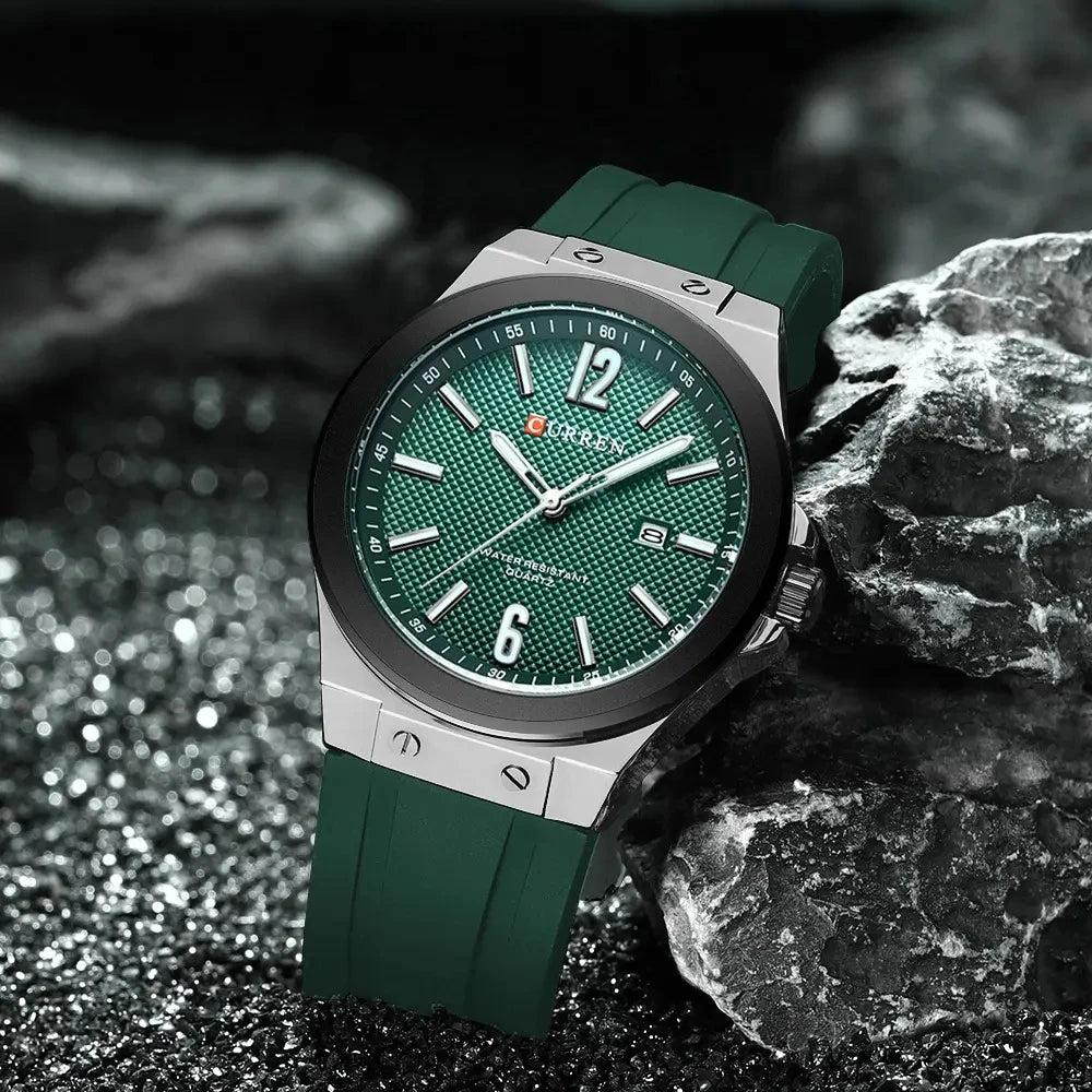 CURREN 8467 Male Luminous Night Light Japan Quartz Men Fashion Watch Waterproof Wristwatches Sports Silicone Strap Durable Clock