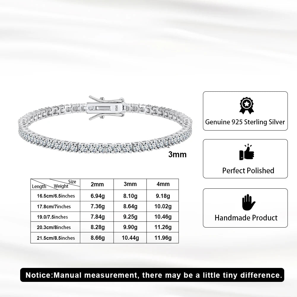 RINNTIN USA Local Stock Hot Selling Hip Hop Jewelry Women 3mm VVS Moissanite Diamond Tennis Bracelet with Gra Certificate