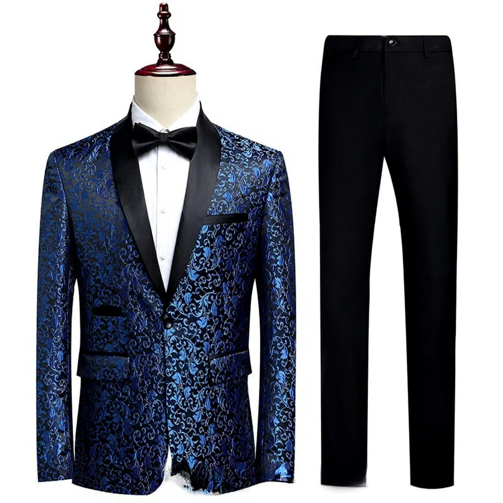 Custom Men's Tuxedo Suit Weddings Proms Parties-Plus Size Breathable Button Fly Pants V-neck Flat Front Groom Print Beaded