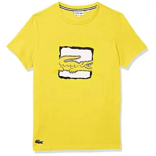 Lacoste Sport Short Sleeve Techinical Jersey Croc Mens Active Shirts & Tees Color: Jonquille/Black White | 100% Authentic