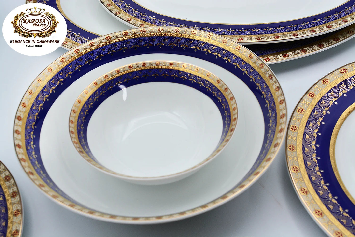 98pcs  Modern Luxury Porcelain Dinner Set With 24k Pure Gold Decoration Embossed Gold Bone Plates Sets Dinnerware