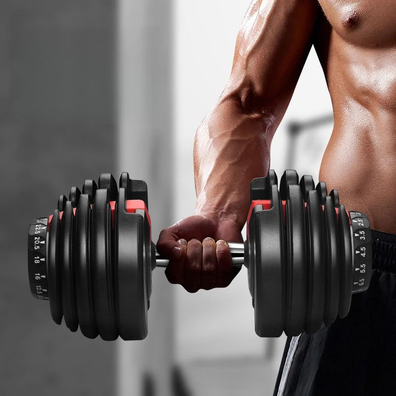 25lb/40lb/55lb/60lb Anti-Slip Metal Fast Adjust Weight Handle Adjustable Dumbbells Set for Exercise & Fitness