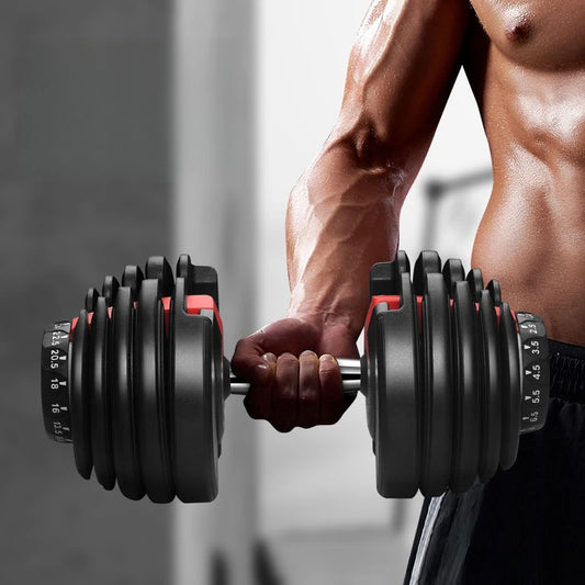 25lb/40lb/55lb/60lb Anti-Slip Metal Fast Adjust Weight Handle Adjustable Dumbbells Set for Exercise & Fitness