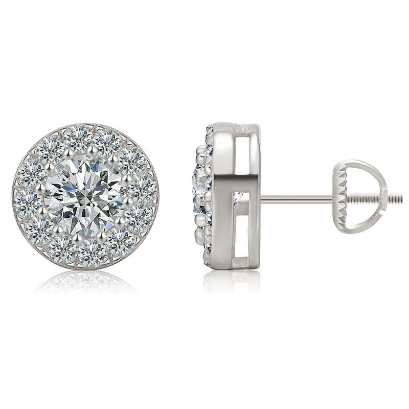 Hip Hop Fashion Men Iced Out Moissanite Earrings 925 Silver Screw Back Diamond Ear Stud With GRA Certificate