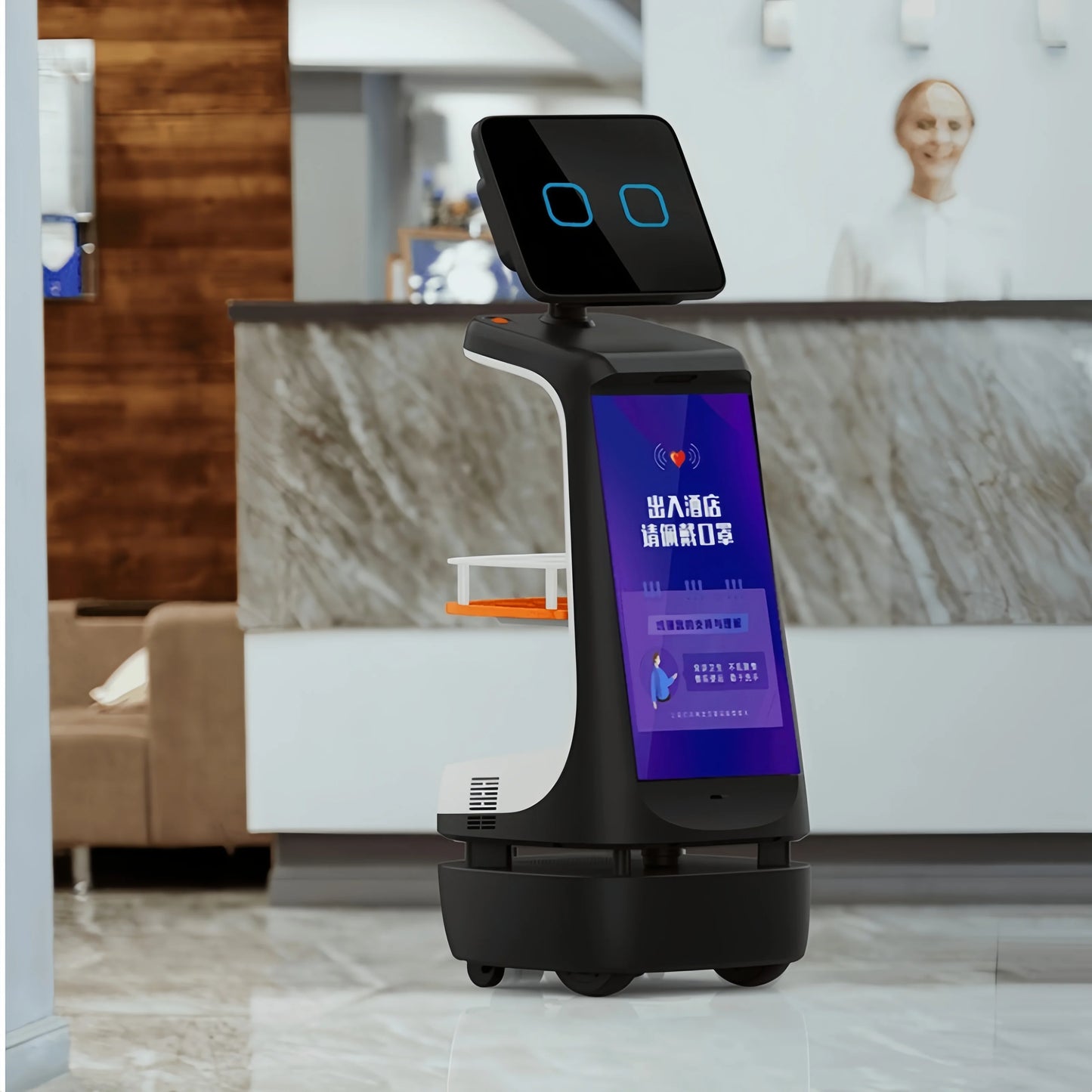 Reception Robot  Auto Navigation AI Robot for Office Advertising Reception Chat Communication Presentation Interact Guide Robot