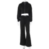 Women Casual Loose Sports 2 Piece Sweatpants Set Long Sleeves Zipper Hoodie and Wide Leg Pants Matching Set