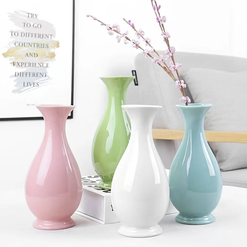Ceramic Vase Small Ornament for Living Room Dining Table Flower Arrangement Home Decor Office Desk Dried Flower Bouquet