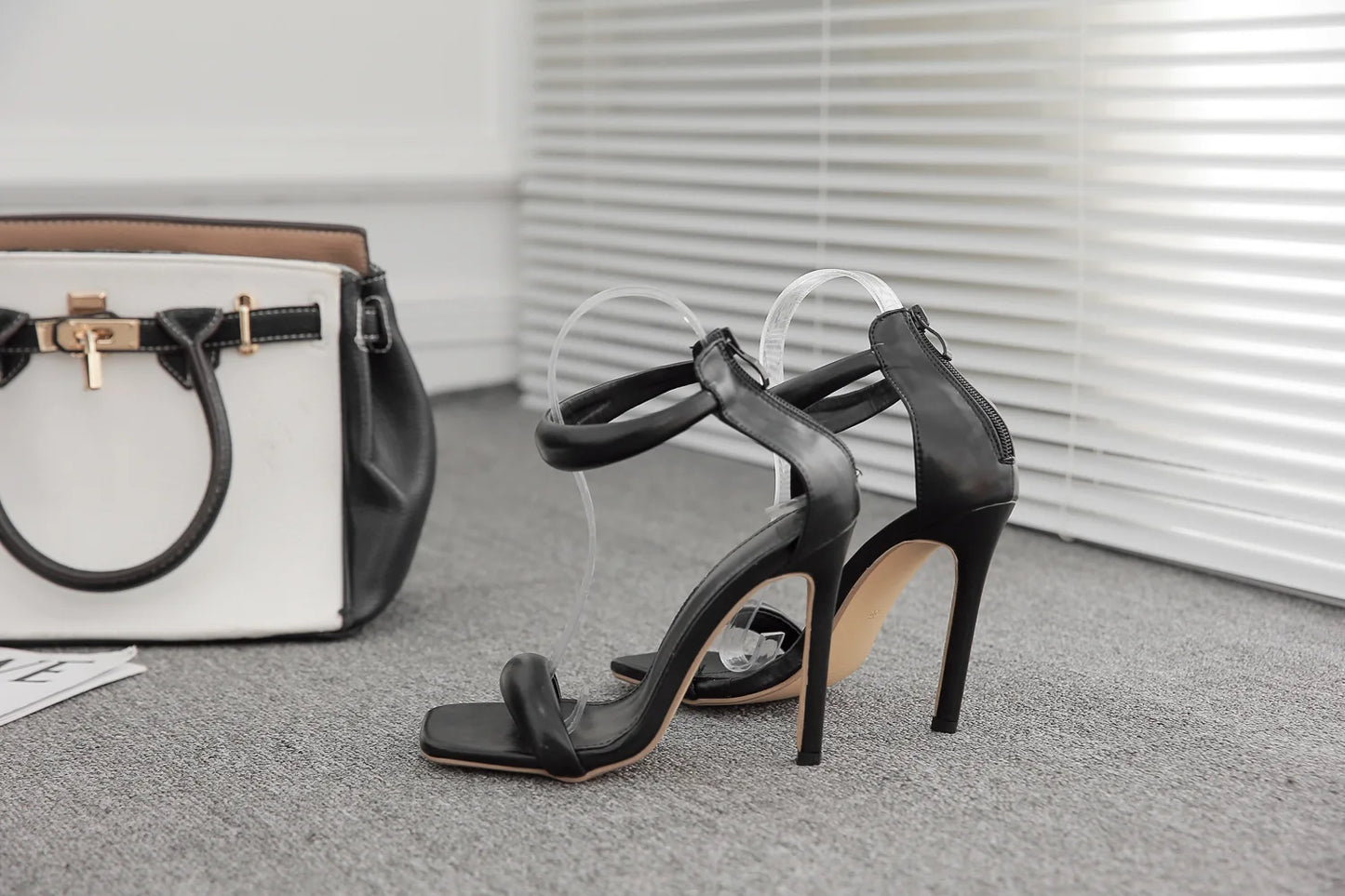 2022 Silver Gold Peep Toe High Heel Women Sandals Sexy Buckle Strap Ankle-wrap Breathable Club Stripper Shoes Summer Autumn