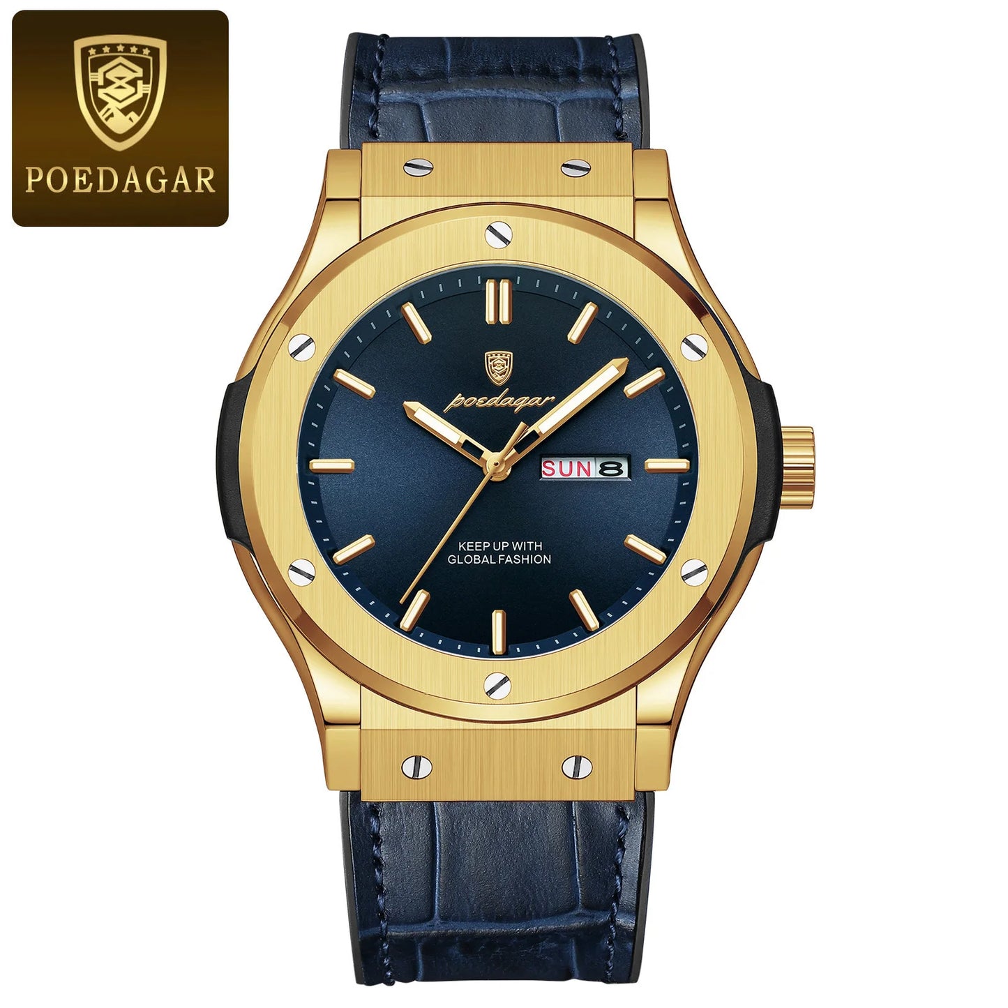 POEDAGAR 952 Brand Name Popular Man Quartz Watch clear Silicone Strap Waterproofing Week Display Simple Business Watch Supplier