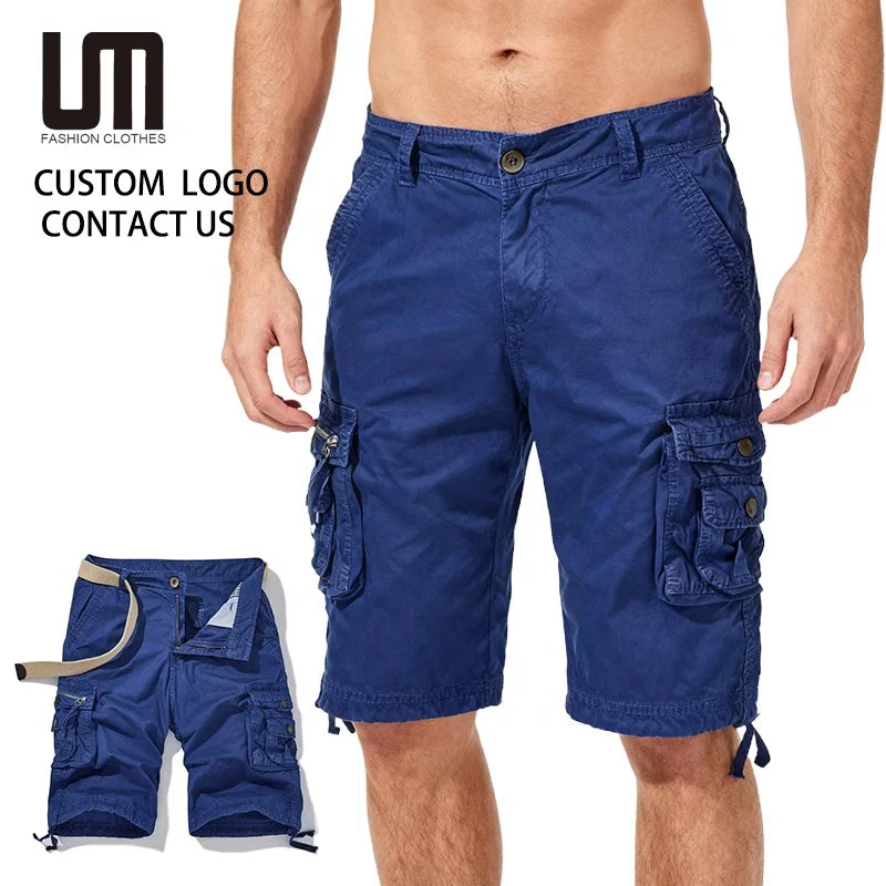 Custom Your Brand Logo Wholesale Hot Selling Summer Men Clothing Casual Pockets Cotton Jogger Loose Cargo Shorts