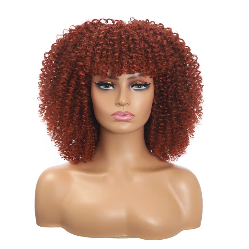 Afro Curly  Natural Color  Accept Customization Black Brown Blonde Short Hair Wig Synthetic for Black Women Synthetic Curly Wigs