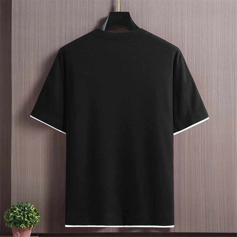 Men's Sets Summer Tracksuit Plus Size 10XL 11XL T-shirts Shorts Suits Male Big Size Summer Suits Black