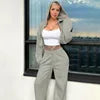 Women Casual Loose Sports 2 Piece Sweatpants Set Long Sleeves Zipper Hoodie and Wide Leg Pants Matching Set