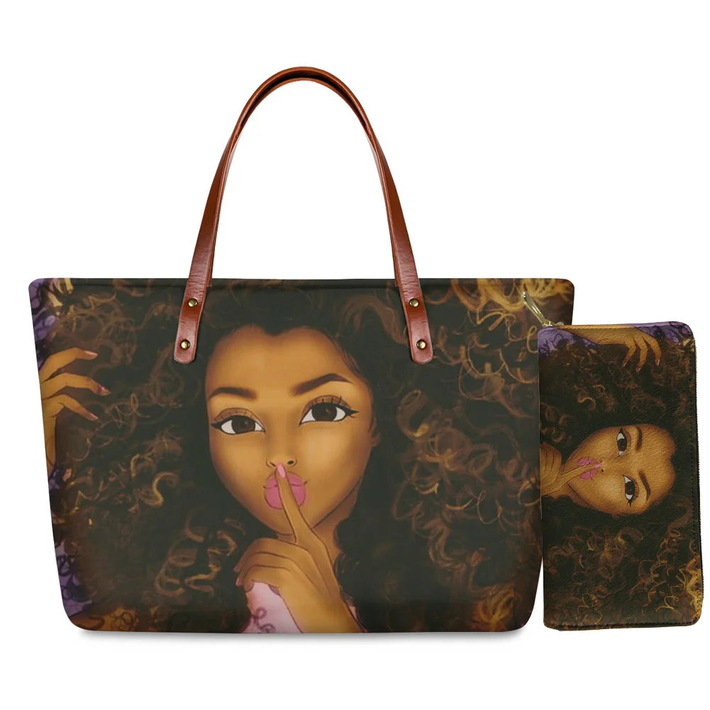 Top Seller Cheap Price Customize Design 2 Pcs Set African Print Women Shoulder Bag Handbag Fancy Beach Handbags for Women Luxury
