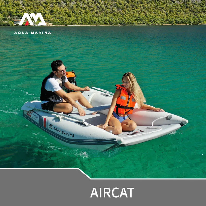 AQUA MARINA Inflatable 5 Person 335*160cm Double Body PVC Touring Boat 4+1 Air Chambers DWF Air Floor Deck for Drifting Offshore