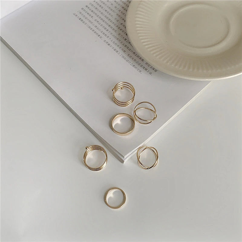 Punk Black Finger Rings For Women Men Simple Chain Ring Set Fashion Rings 2026 Trend Friend Gifts Party Knuckle Jewelry Party