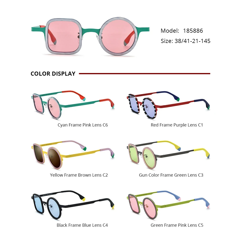 Borregls Acetate Titanium Sunglasses Women Brand Design Irregular Polarized Mirrored Sun Glasses Men Square Round Shades 185886