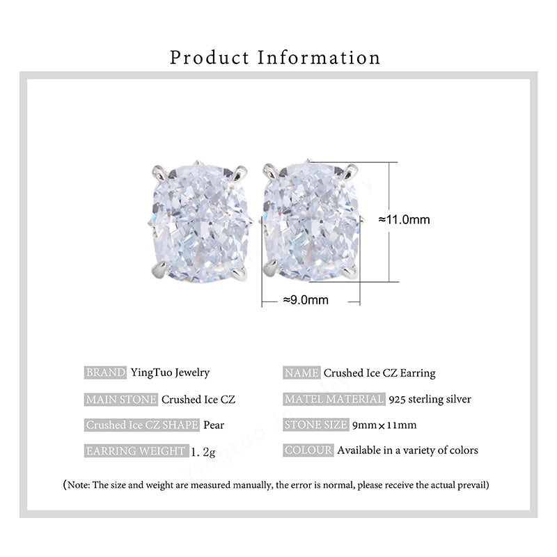 18K Gold Plated High-Carbon Diamond CZ 925 Silver Oval Stud Earrings Classic for Anniversaries Featuring Ice Crushed Cubic