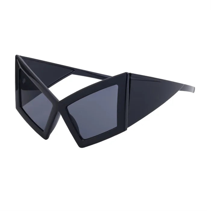Avant-Garde Custom Logo Oversized Model Catwalk Show Irregular Sunglasses Uv400  Large Frame Contrast Color Y2k Punk Sunglasses