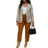 D603 Trendy Ladies Suits Office Wear Blazer Set for Women Printed Blazer and Pants Set Two Piece Business Suits Set for Women