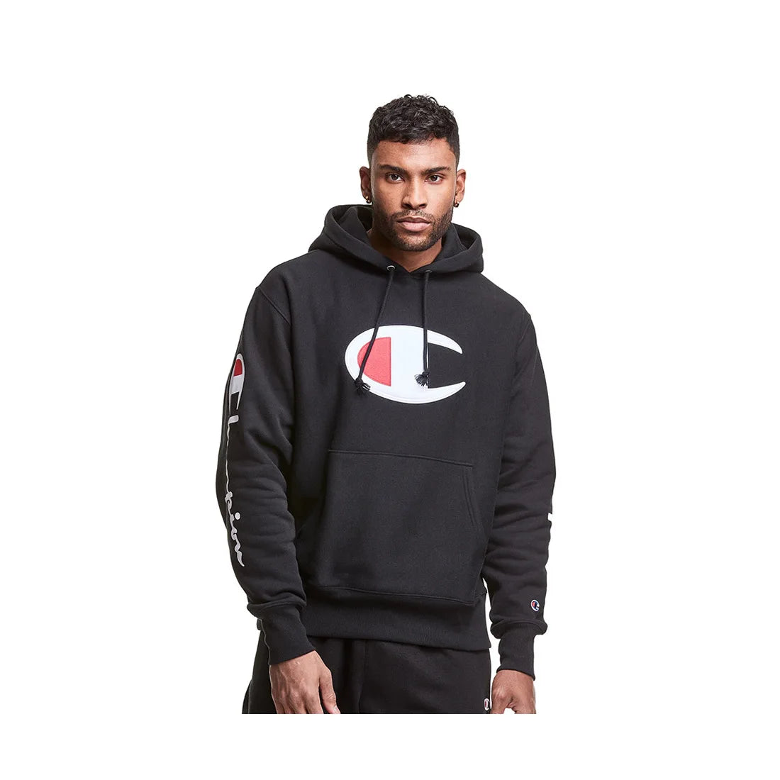 Champion Rw Big C Po Hoodie Mens Active Hoodies Color: Black/Black | 100% Authentic