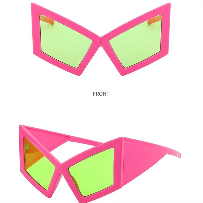 Avant-Garde Custom Logo Oversized Model Catwalk Show Irregular Sunglasses Uv400  Large Frame Contrast Color Y2k Punk Sunglasses
