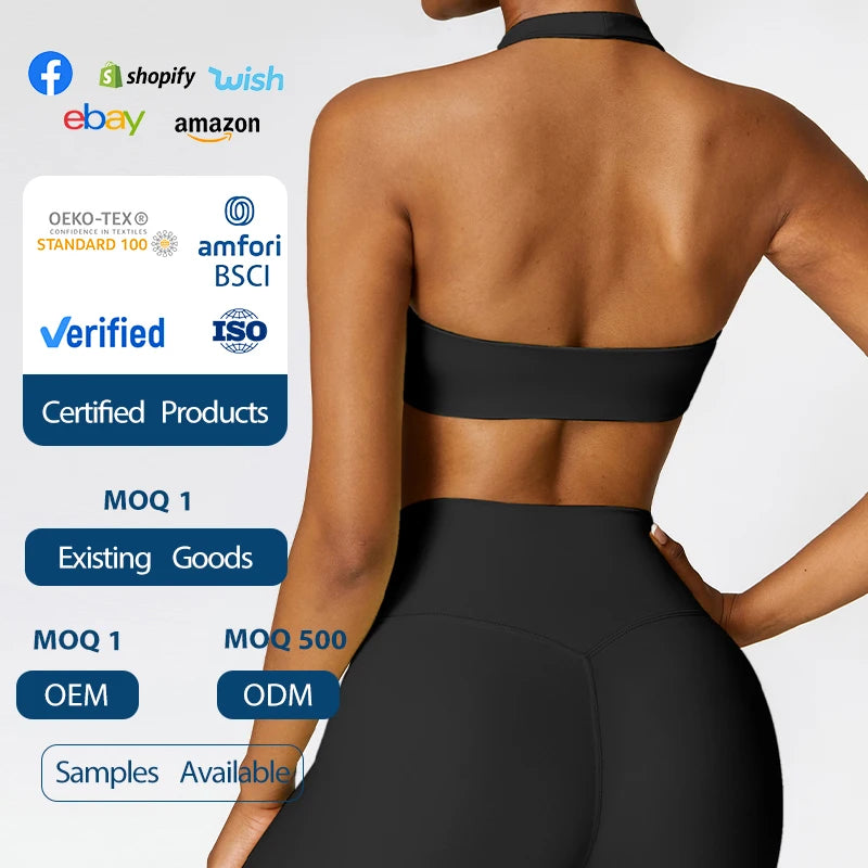 2024 New Running Shockproof Beauty Back Yoga Bra European and American Fitness Top High Strength Sports Underwear for Women