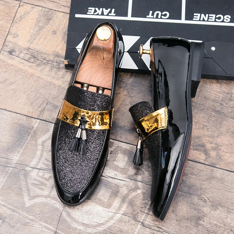 Latest Design Handsome Dress Shoes Glitters Upper Durable Classy Tassels Loafers Shoes for Men