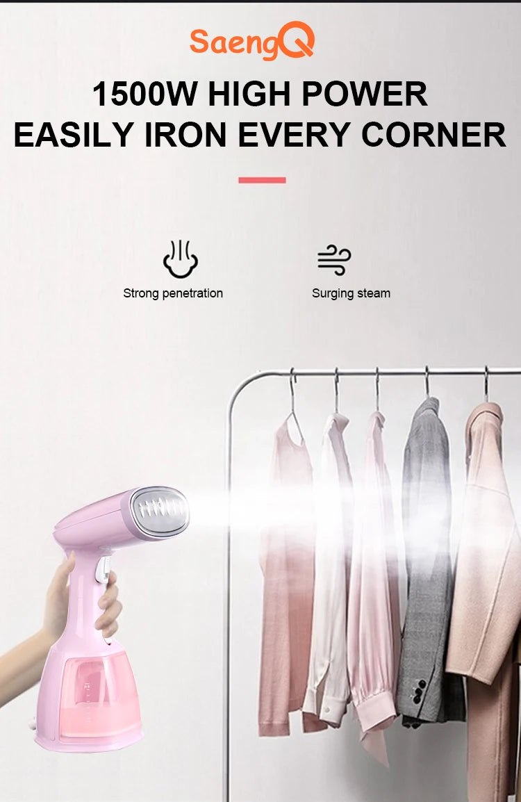 saengQ Steam Iron Garment Steamer Handheld Fabric 1500W Travel Vertical 350ml Mini Portable  Home Travelling For Clothes Ironing