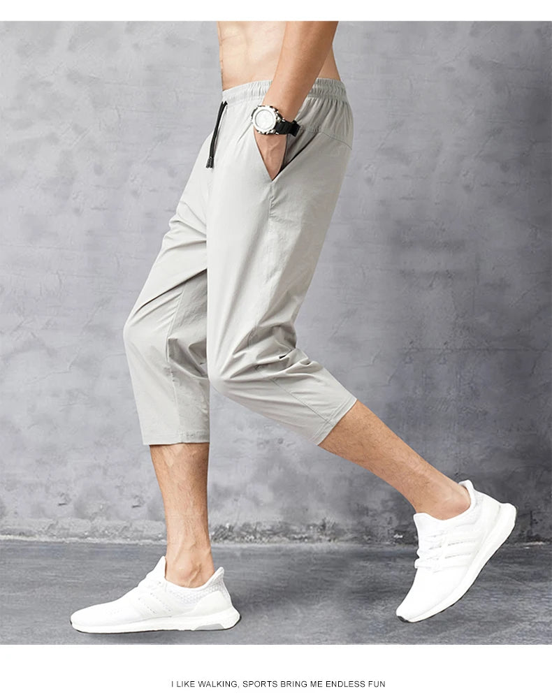 Male Bermuda Board Quick Drying Beach Black Men's Long Shorts Men's Shorts Summer Breeches 2025 Thin Nylon 3/4 Length Trousers