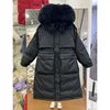 Winter Women Long Jacket Large Size Faux Fur Collar Hooded Parkas Cotton Down Coat Thickness Snow Warm Outwear