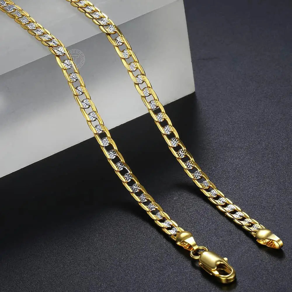 Gold Color Chain Necklace For Men Women Cuban Link Chain Male Necklace Fashion Men's Jewelry Wholesale Gifts 4mm