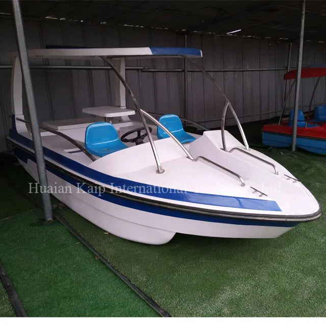 Low Speed 6-8 Person Electric Fiberglass Boat with 800w Power 8-person Battery Fiberglass Boat with Automatic Drainage System