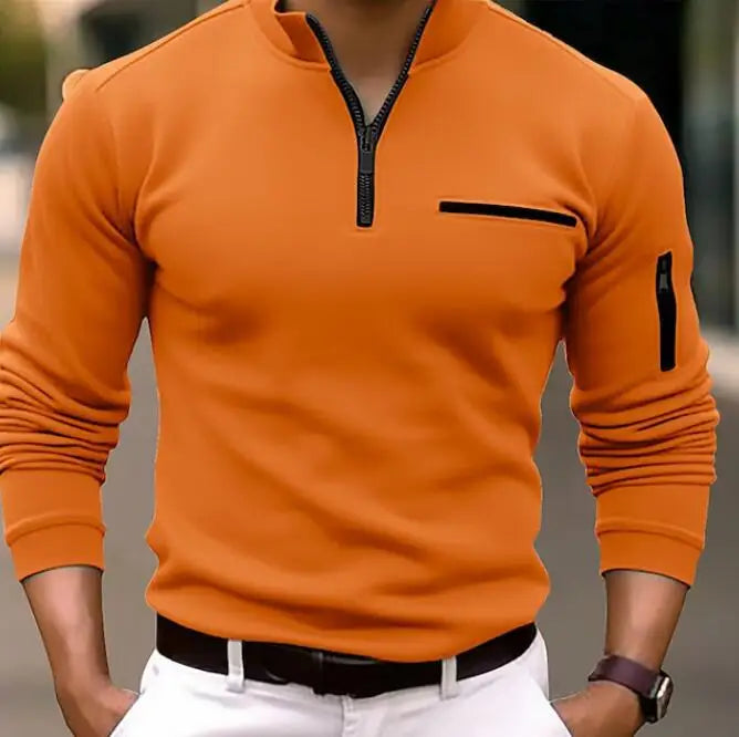 Men Fashion Long Sleeve Zipper Polo Shirt Spring Autumn New 3D Digital Print Sport Tops Polo Shirt for Men