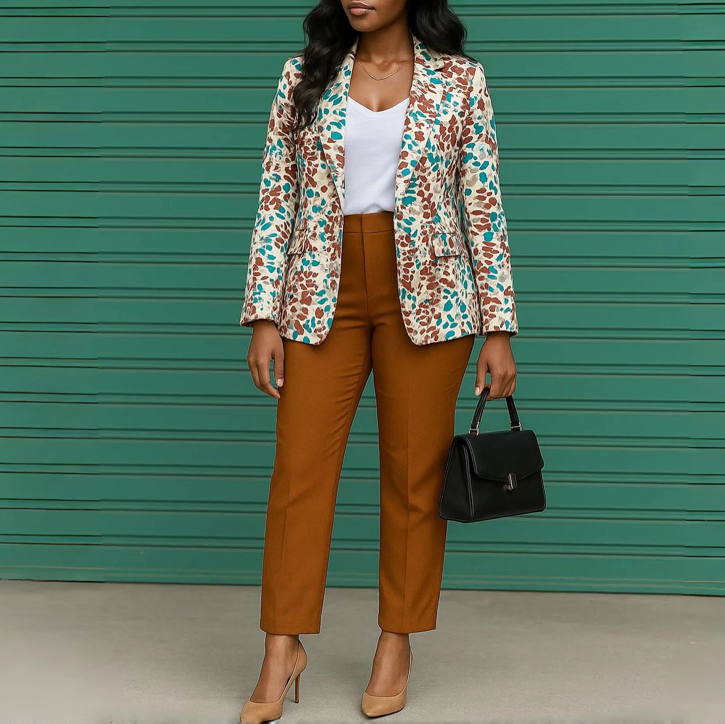 D603 Trendy Ladies Suits Office Wear Blazer Set for Women Printed Blazer and Pants Set Two Piece Business Suits Set for Women