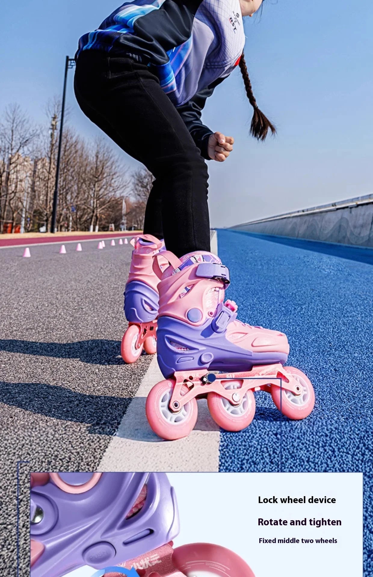 JINGYU G17 Professional Speed Skate Shoes for Kids Outdoor Beginners In-Line Roller Skates PU Wheel Adjustable 6000 Bearing for
