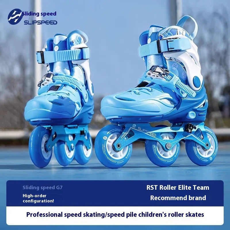 JINGYU G17 Professional Speed Skate Shoes for Kids Outdoor Beginners In-Line Roller Skates PU Wheel Adjustable 6000 Bearing for